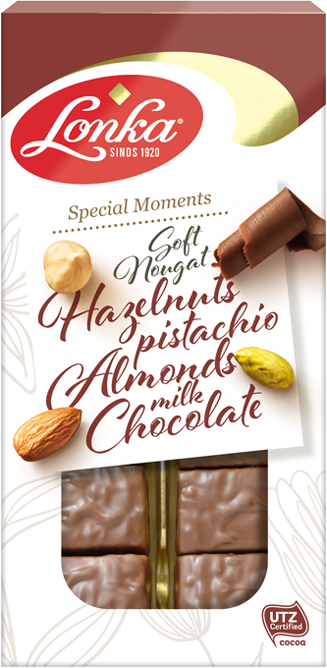 Soft Nougat – Hazelnuts, Pistachio, Almonds and Milk chocolate