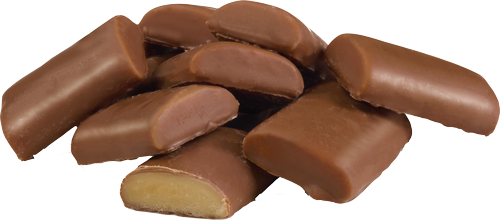 Chocolate coated peanut fudge